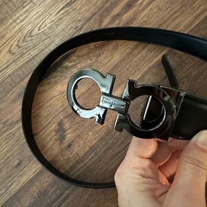 Salvatore Ferragamo Black Belt with Signature Buckle